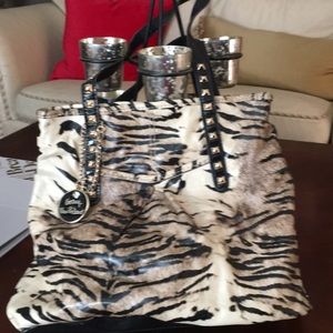 Kathy Van Zealand Brown/taupe Zebra Striped Bag